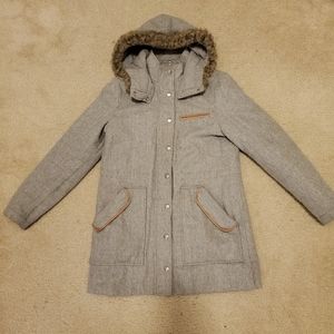 Gap Soft Tweed Grey Winter Coat, M